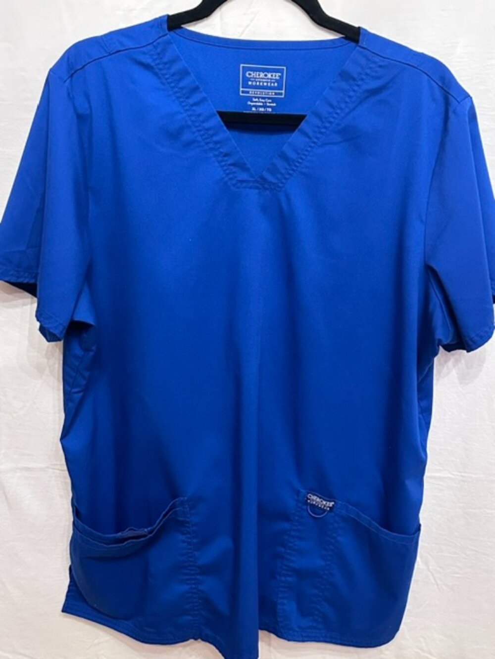 Cherokee Revolution Royal Blue V-Neck Scrub Top XL WW620 Stretch Nurse Medical